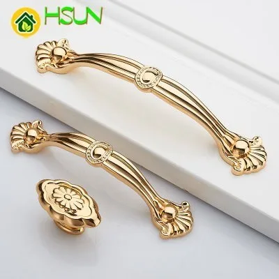 2 pcs Chic Drawer Handles Dresser Pull Knob Cupboard Knobs Handle Gold Cabinet Kitchen Handle Furniture Hardware
