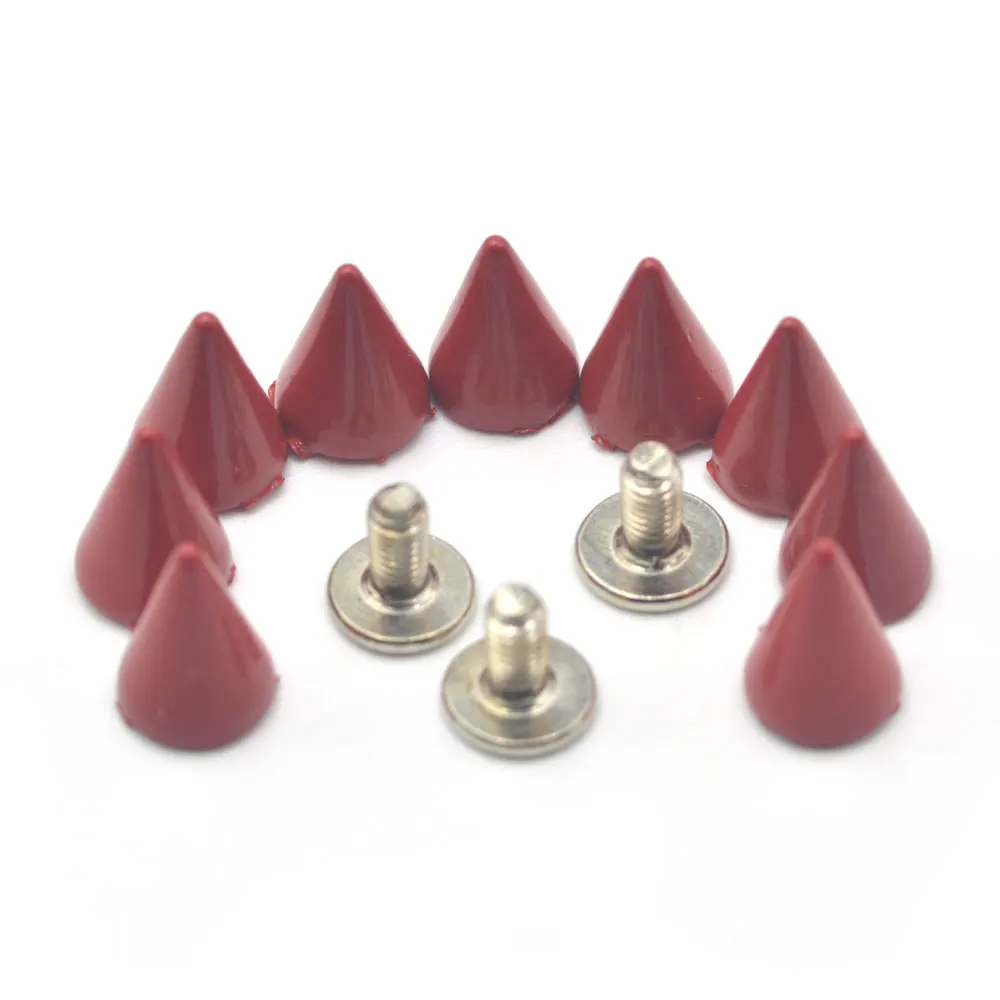 KALASO 20Pcs Red Cone Rivet Screw Punk Style Stud Leathercraft Bullet Spikes DIY Craft Supplies Clothes Jewelry Accessories