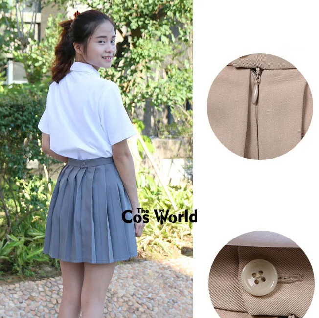 Japanese Women\'s Summer High Waist Pleated Plaid Skirts JK School Uniform Anime Cosplay Costumes