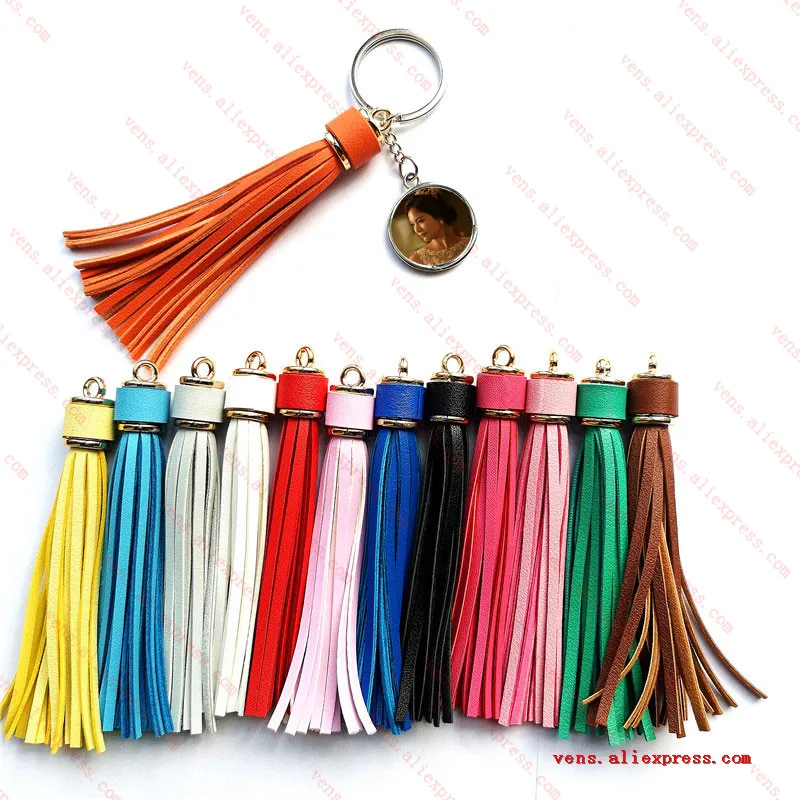 

sublimation long leather tassels key chains key ring for Bag accessories hot transfer printing blank consumables 30pcs/lot