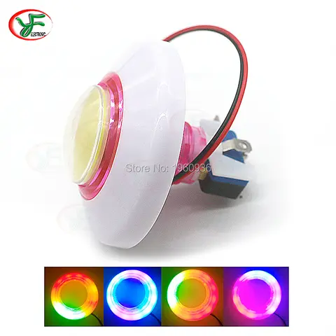 76MM 깜박이는 빛 DC12V 다채로운 LED 조명 푸시 버튼 마이크로 스위치 아케이드 클로 크레인 자동 판매기 DIY
