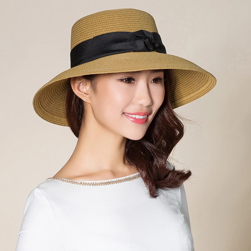 

Adult Fashion Sunscreen Hat Wide Brim Sun Beach Straw Cap Girls Foldable Raffia Sun Cap Female Students Outside Travel Cap B7775