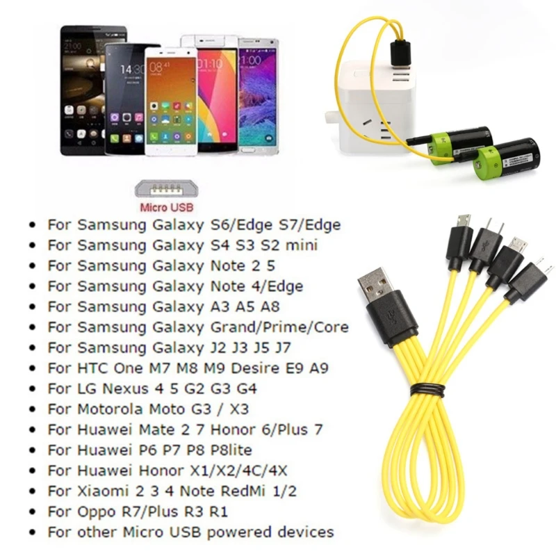 1pc New 2/3/4 in1 Micro USB Charging Cable for Rechargeable Battery for Samsung Xiaomi HTC Mini Usb Cable