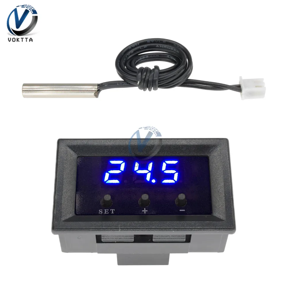 W1209 DC 12V Digital LED Temperature Controller Mini Thermometer Meter Thermostat Pyrometer Control Module with NTC Sensor Wire