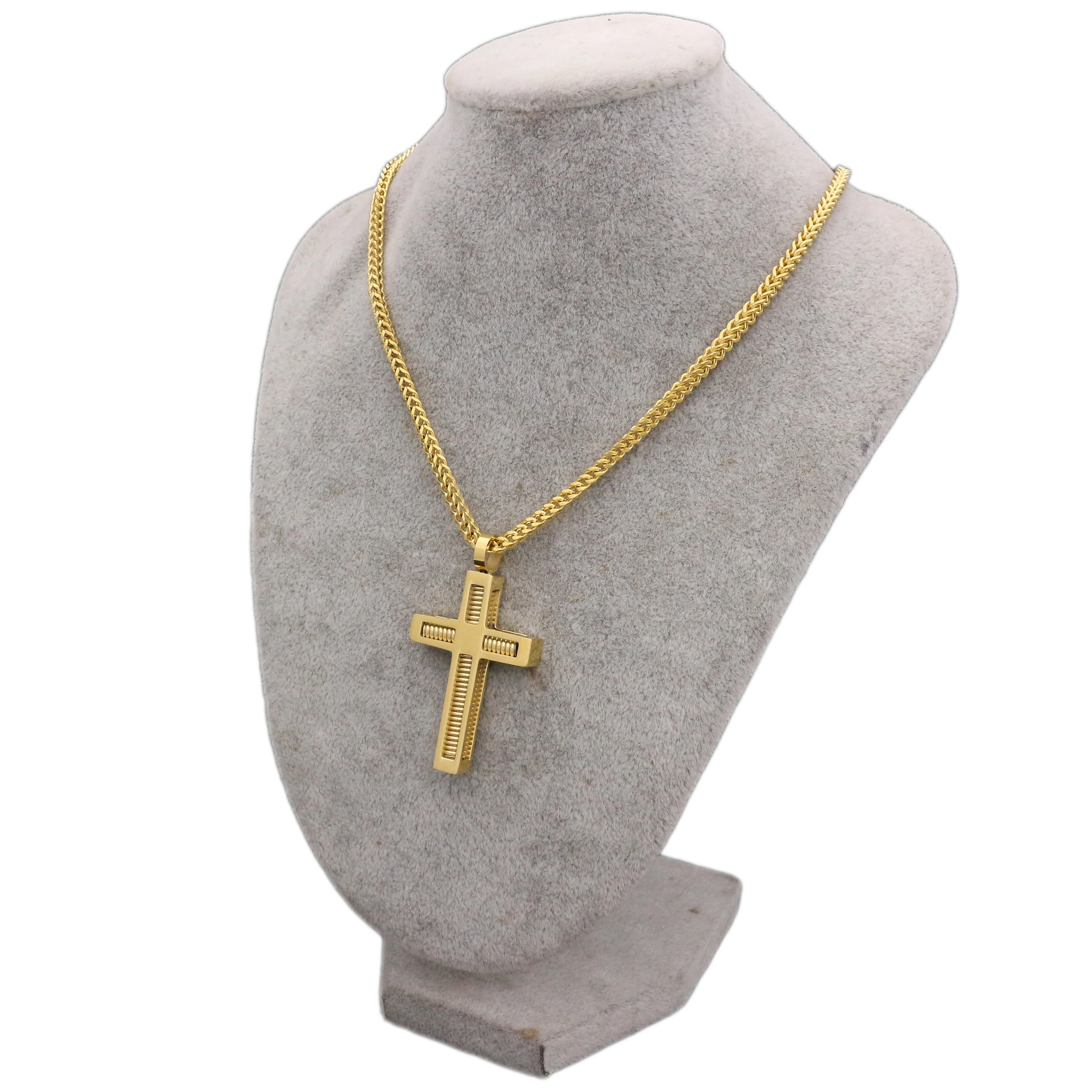 New Arrival Womens Cross Necklace 60CM Chain Stainless Steel  Pendant Screw Cross Gold Color Mens Necklace For Women Best Gift