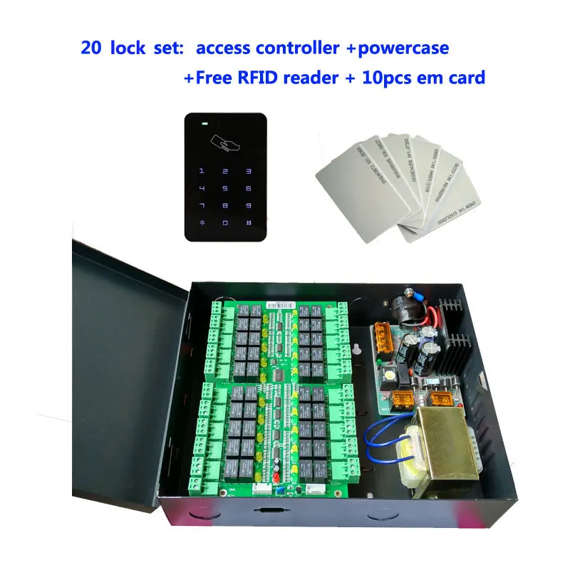 Total Locker Kit ,20 Locker Controller+Power Case + Rfid Reader+10pcs Em Card ,Suit For Bank /Bath Center Private Cabinet ,DT20