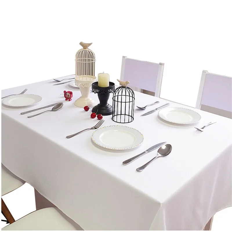 

Pure White Rectangle Hotel Restaurant Round Square Dessert Tablecloth Cover