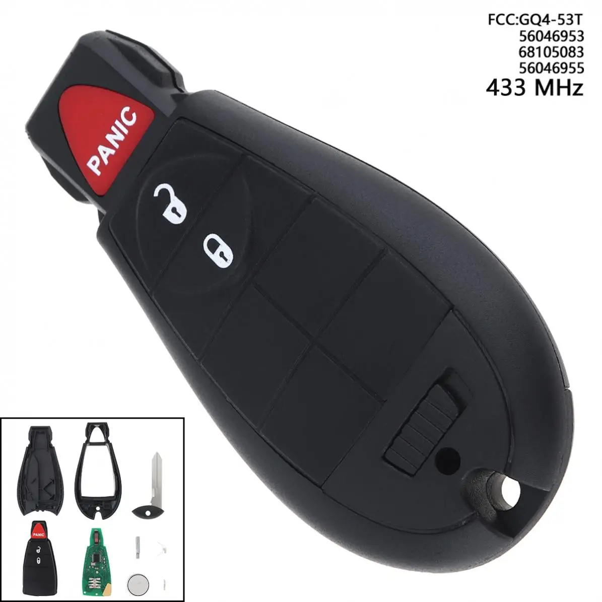 

433MHz 3 Buttons Keyless Remote Key Fob with ID46 Chip GQ4-53T/56046953/68105083 / 56046955 for 2013- 2018 Ram 1500 2500 3500