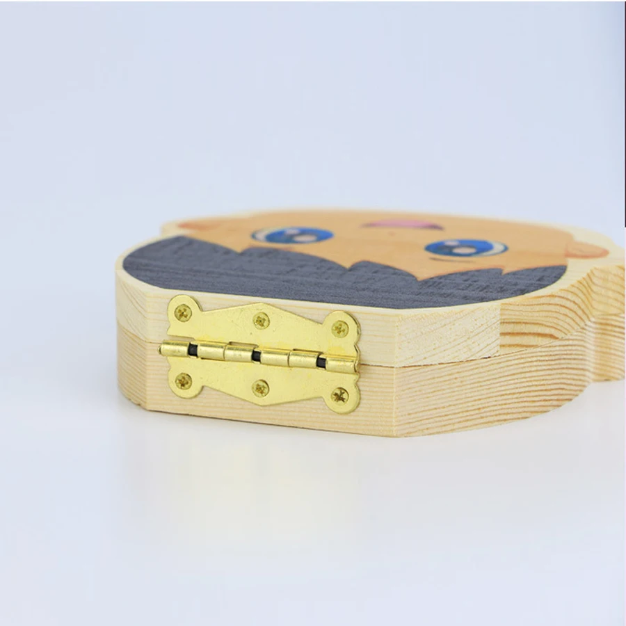 HOT Wooden English Spanish Baby Tooth Box Kids Milk Teeth Collect Caja De Dientes Baby Tooth Organizer Baby Gift Boys Girls New