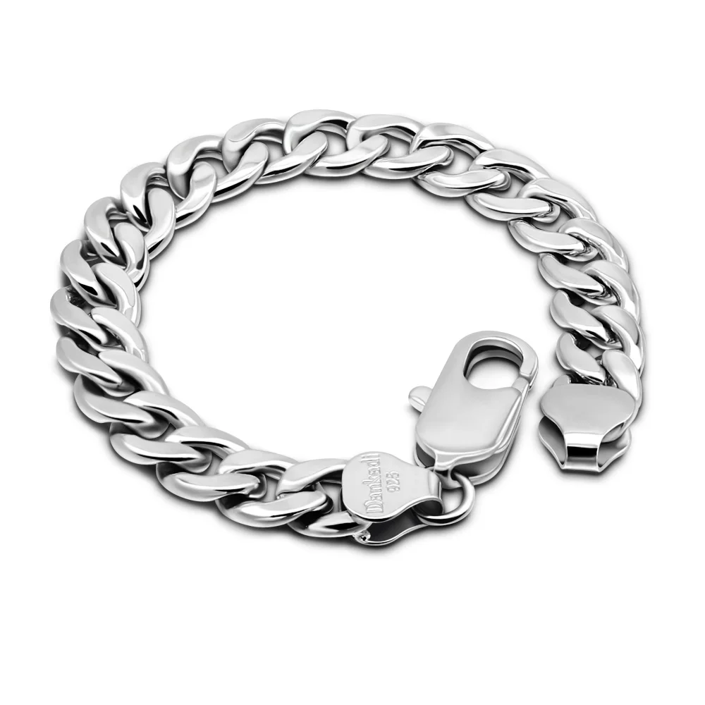 

Винтажные панк-браслеты из стерлингового серебра 925 пробы, кубинская цепь, 10 мм, для мужчин, модные браслеты и браслеты-бэнглы, мужской подарок