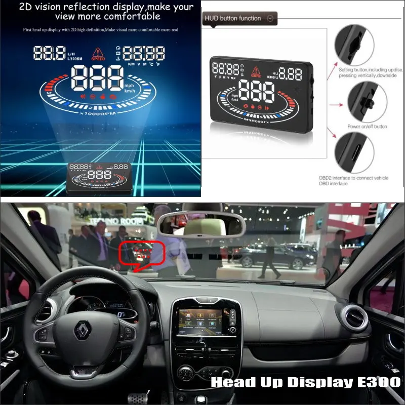 

Автомобильный HUD Дисплей для Renault Clio 4 2012-2018 2019 получите важную информацию, отражающую лобовое стекло, виртуальный экран проектора