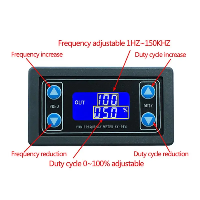 1Hz-150KHz PWM Pulse Frequency Duty Cycle Adjustable Module Signal Generator