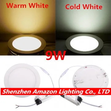 DHL Free Ship 20pcs 9W Recessed LED Ceiling Light LED Panel Down Light Spot Light 85-265V Warm White/White/Cold White