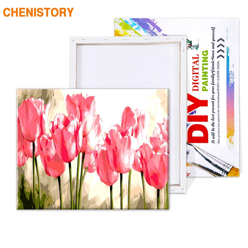 CHENISTORYขนาดใหญ่60X120ซม.ขนาดกรอบดอกไม้DIYภาพวาดสีอะคริลิคบนผ้าใบModern Wall Art picture Home Decors