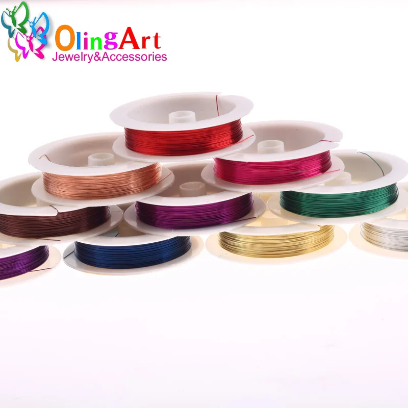 OlingArt 0.5MM 7M/Roll Copper Wire mixed multicolor plated Beading Wire Jewelry Findings DIY Jewelry Accessories Cord/String