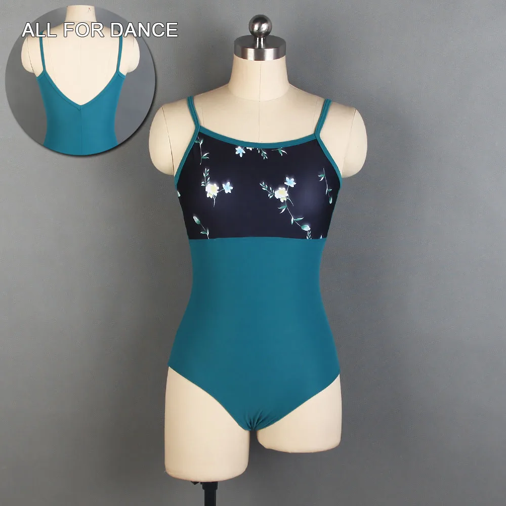 NGF-004 Tout pour la danse Nouveau document vert foncé Justaucorps de danse de ballet avec imprimé floral Camisole adulte Vêtements de danse de ballet
