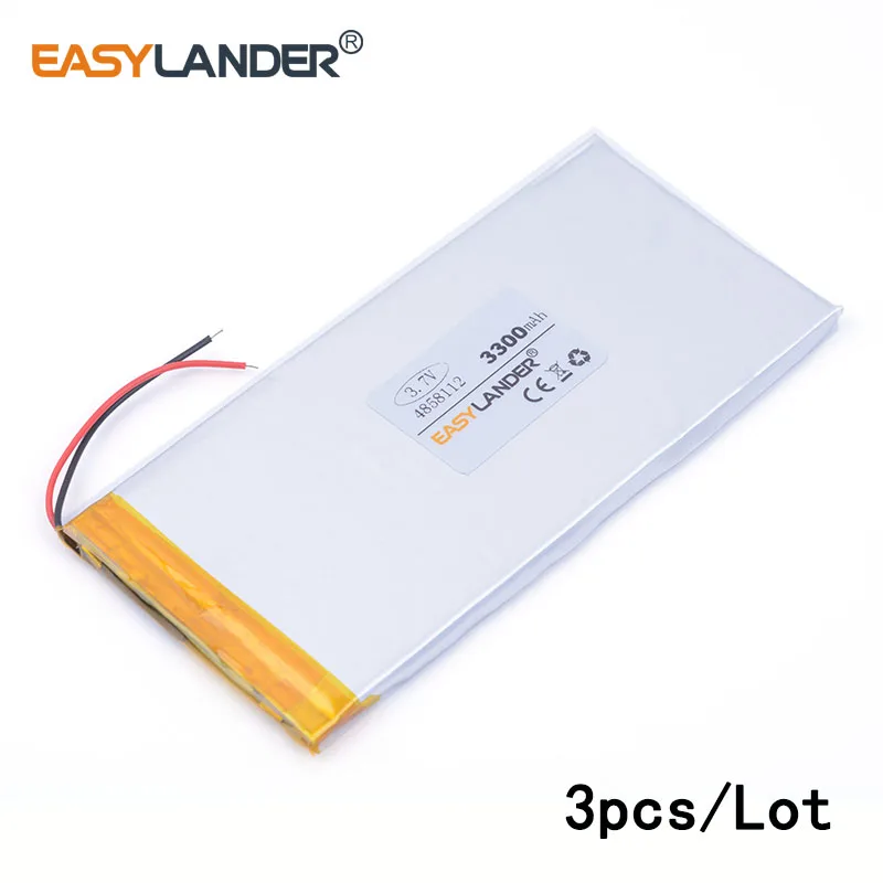 

3pcs/Lot 3300mAH 4858112 lithium Li ion polymer rechargeable battery for POWER BANK tablet pc mp3 mp4 GPS cell phone speaker