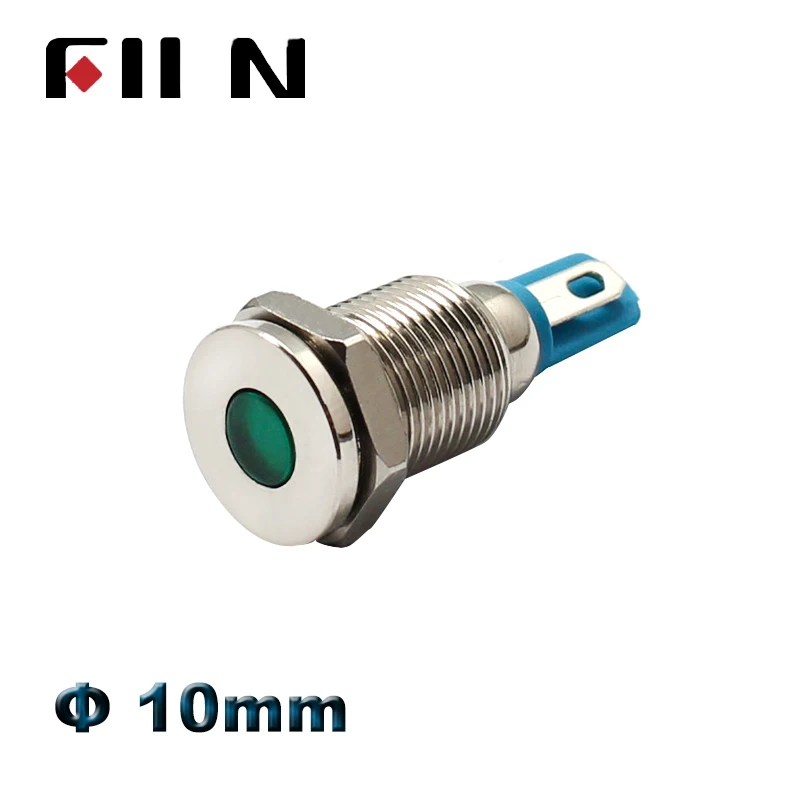 FILN 0.39 Inch 10mm LED Metal LED Indicator Light Pilot Lamp Signal Lamp 12V 24V Car Boat Red Green Blue Amber LED Indicator