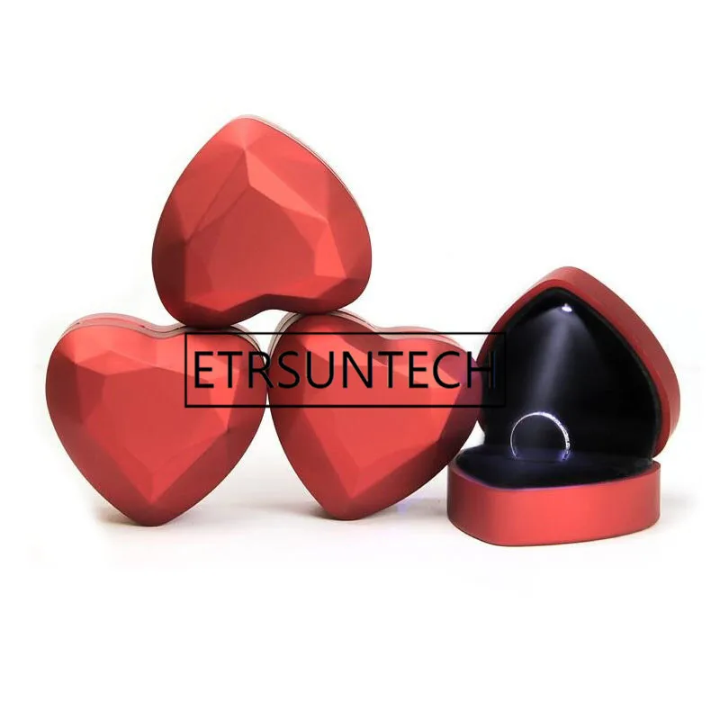 30pcs Heart Shape LED Lighted Earring Ring Box Wedding Engagement Ring Necklace Jewelry Box Display Gift Box