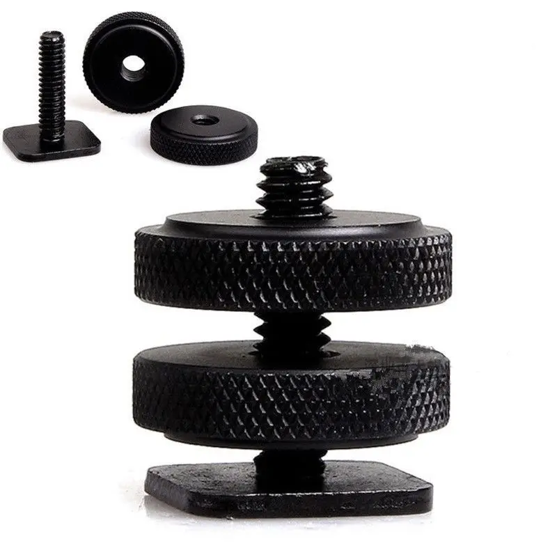 DSLR กล้องสกรูขาตั้งกล้องอะแดปเตอร์แปลงคู่ชั้น 1/4-20 สกรูขาตั้งกล้องไปยัง Flash SHOE Converter ADAPTER