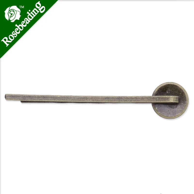 10mm Antique Bronze Plated Brass Bobby Pin,length is 58mm,with 10mm round bezel,bobby pin,bobby blanks,sold 50pcs/lot-C3480