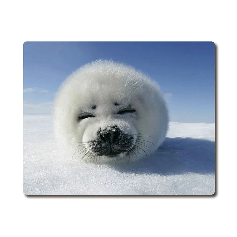 Cute furry smiling baby seal printed Heavy weaving anti-slip rubber pad office mouse pad Coaster Party favor gifts 220x180x3mm