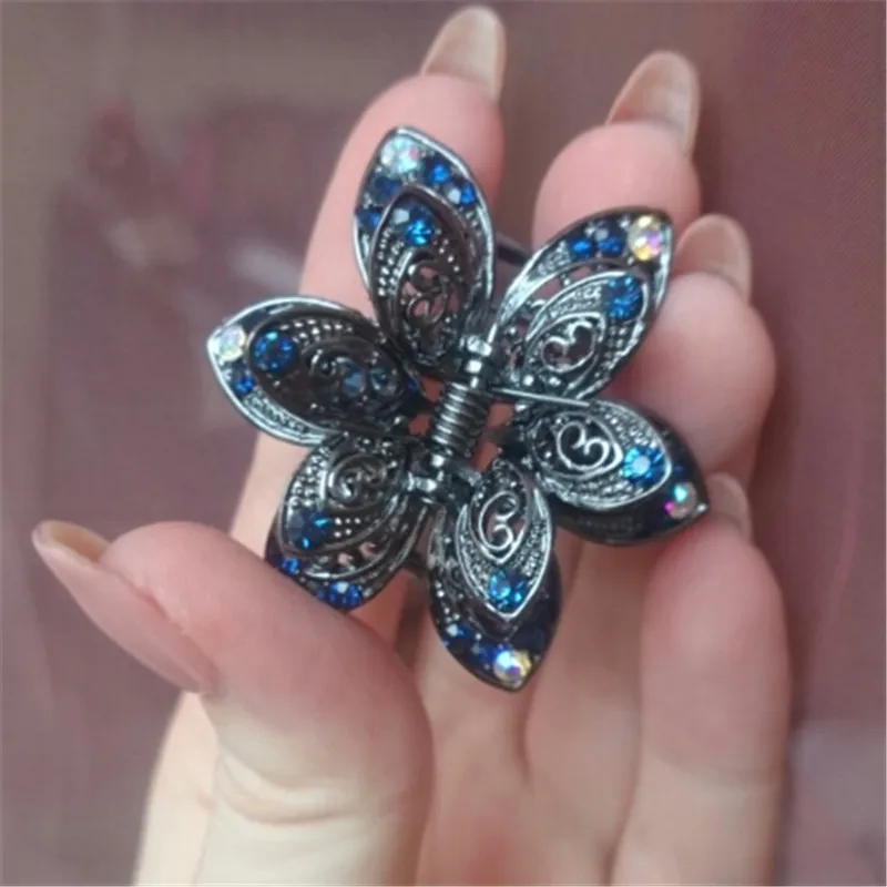 Fashion Big Flower Hair Clips Women Hair Jewelry Vintage Metal Crab Clip Hair Claws For Gilrs Gifts Wedding Hair Accessories