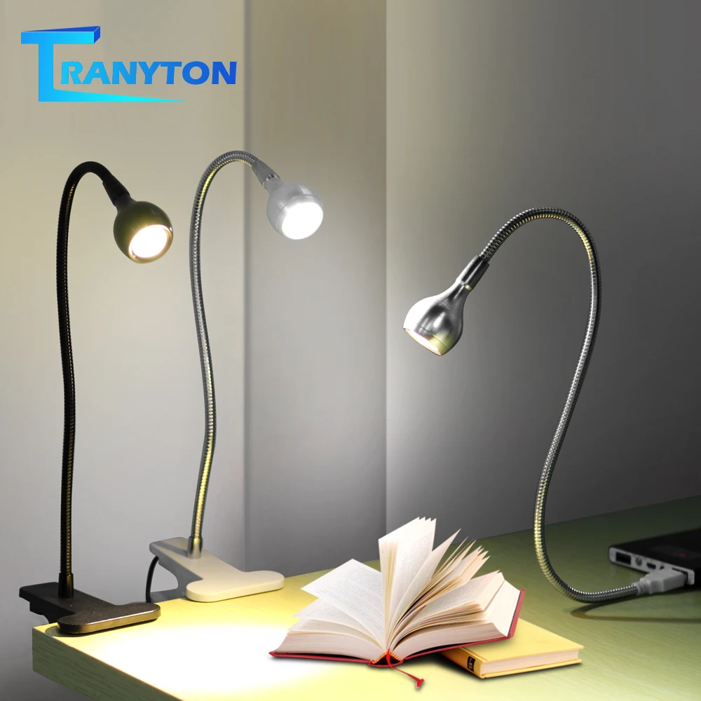 Lampka biurkowa LED z klipsem USB, lampka do czytania książek LED 1W, elastyczna lampka do czytania książek LED z włącznikiem/wyłącznikiem, lampka stołowa do sypialni, pokoju do nauki