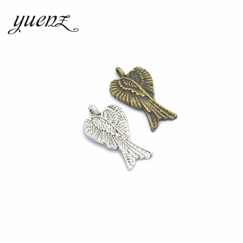 YuenZ 8pcs 2 color Antique bronze wing Charm fit for Bracelets Necklace Pendant DIY Metal Jewelry 27*15mm D412