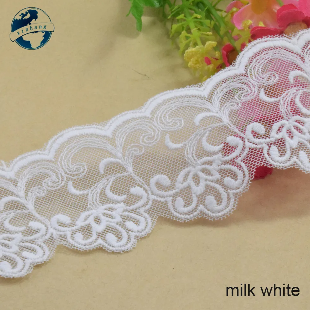 5cm Width White Cotton Embroidedery Lace Ribbon Guipure Trim DIY Wedding Accessories Dolls Sewing Dress Lace applique#2884