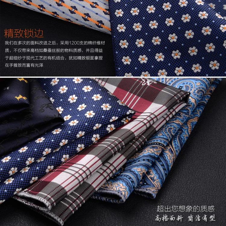 Luxury Men's Handkerchief Polka Dot Striped Floral Printed Hankies Polyester Hanky Business Pocket Square Chest Towel 23*23CM