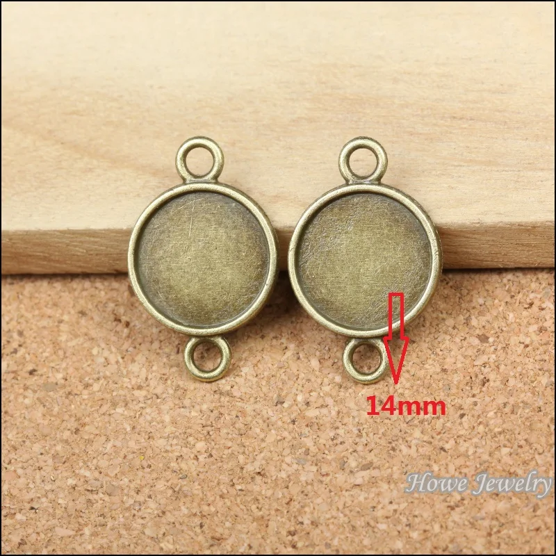 

100pcs round Cameo/Cabochon connector frame charm antique bronze fit for maxi Necklaces & Pendants 26*17mm (fit 14mm)