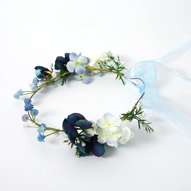 Wholesale Wedding Party Hair Accessories Girl Flower Wreath Crown Bride Bridesmaid Hairband Headdress Adjustable Floral Garland