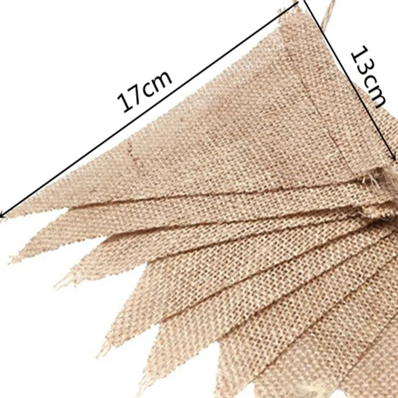 Vintage Jute Hessian Flags Burlap Bunting Banner for Wedding Birthday Party Photo Props Hanging Banner Backdrop DecorationAA7940