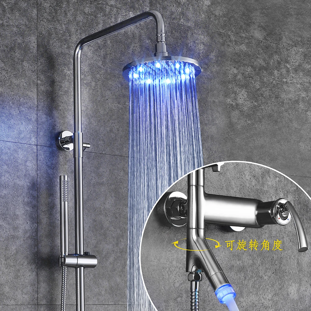 

SKOWLL Rainfall Shower Head Faucet Set Rain Shower Tub Combo LED Shower Faucets Shower Head with Handheld Set SK-9110, Chrome