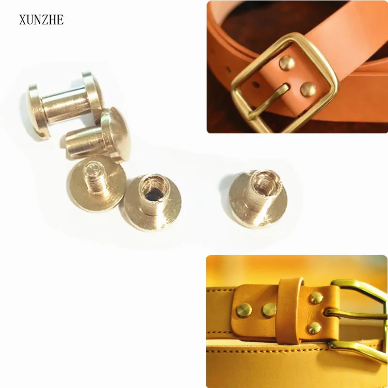 XUNZHE 20 stücke 8*4*8mm Gepäck Leder metall Handwerk Feste Schraube Nagel Gebogene surfaceRivetHead Gürtel/strap Nieten Kupfer