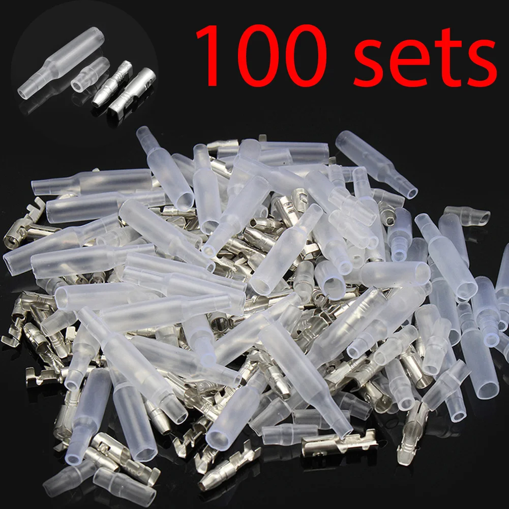 100 Sets x 4.0 bullet terminal car electrical wire connector diameter 4mm pin set 100sets=400pcs Female + Male + Case