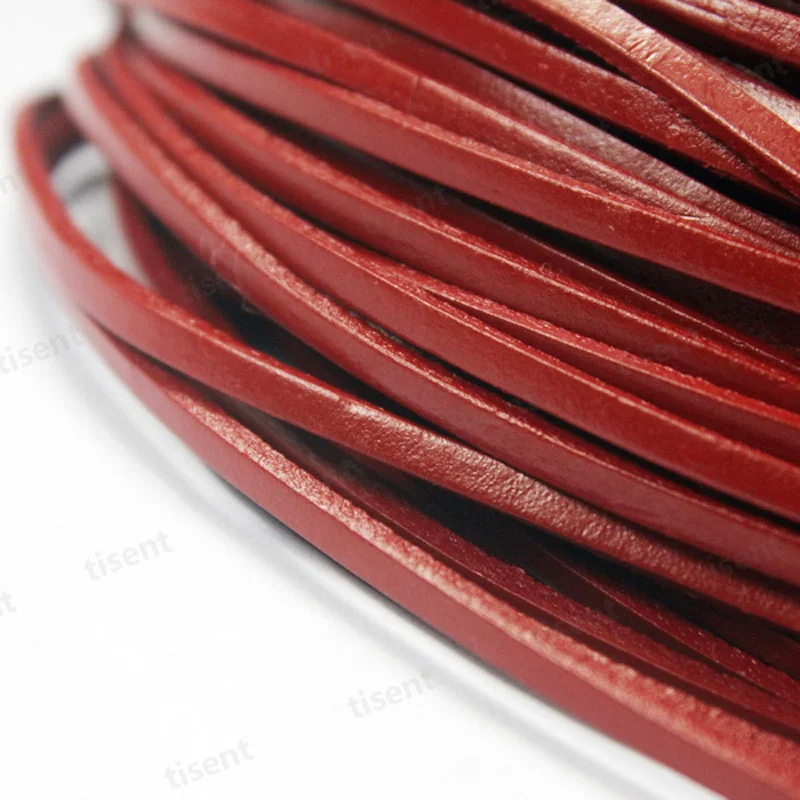 Aaazee 2 Yards 3mmx2mm Flat Real Leather Strap, 3mm Wide Strip