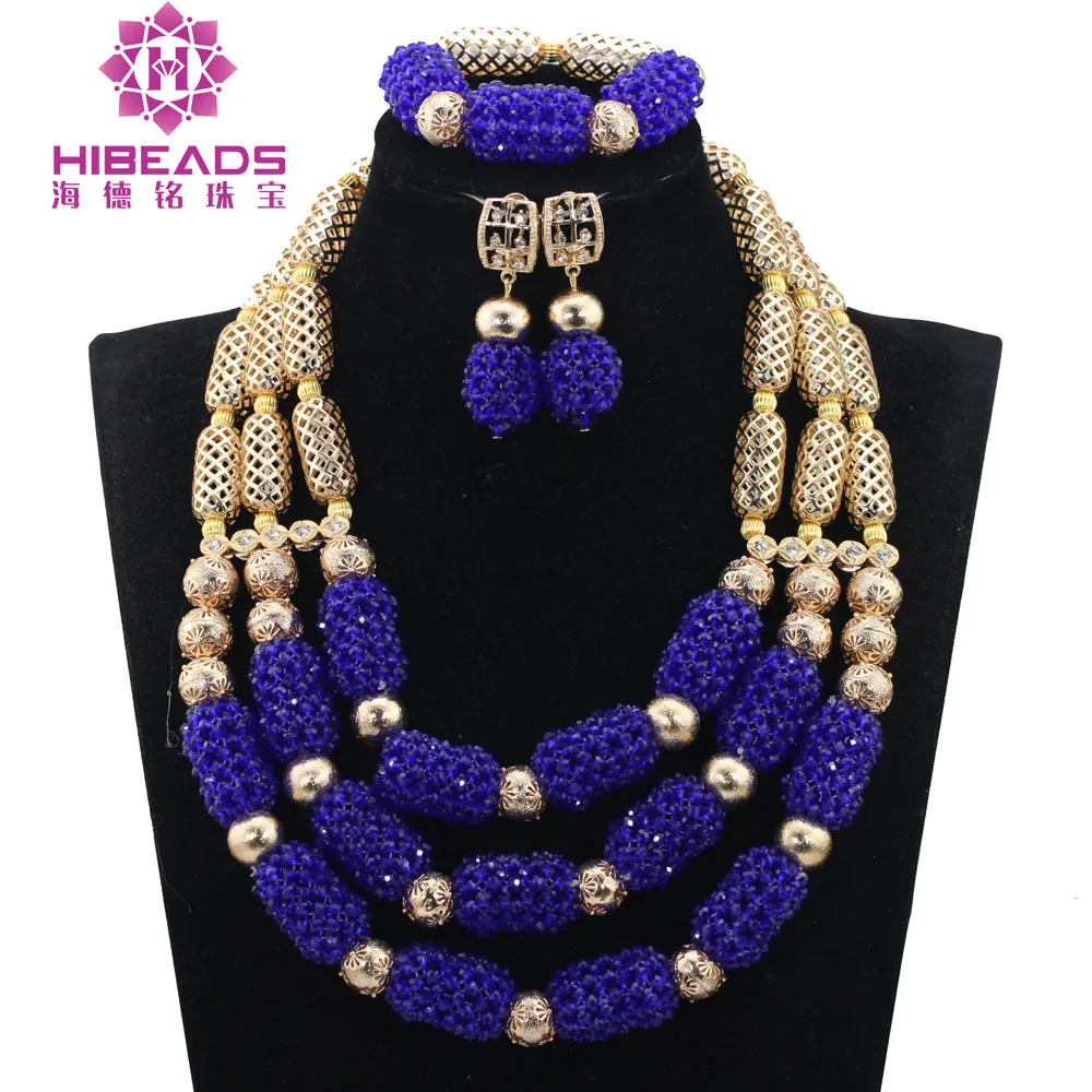 

New Dubai Gold African Nigerian Beads Jewelry Set Red Beads Statement Women Jewelry Necklace Set for Wedding Free ShippingABH440