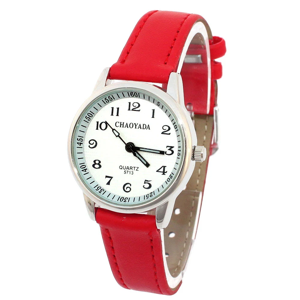 Часы Chaoyada детские наручные часы Girl с кожаным ремешком время обучения Детские часы студенческие кварцевые наручные часы повседневные модные часы
