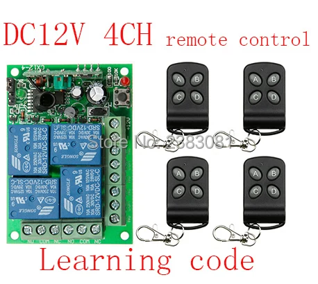 

New DC12V 4CH 10A Radio Controller RF Wireless Relay Remote Control Switch 315 MHZ /433 MHZ teleswitch 4 Transmitter +1 Receiver