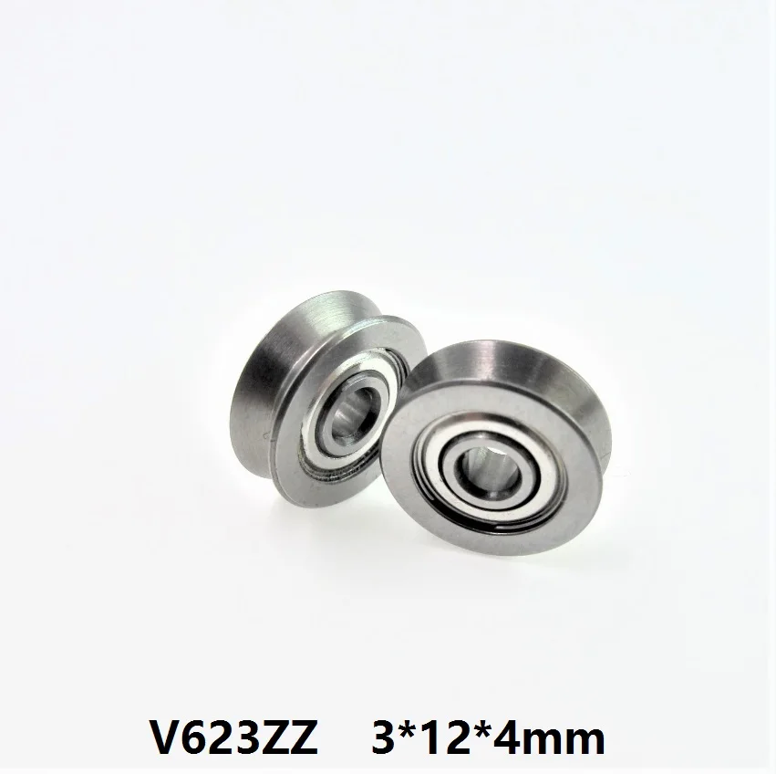 

100pcs V623ZZ V623 ZZ 623W 3x12x4 mm V groove ball bearing roller wheel for guide track 3*12*4