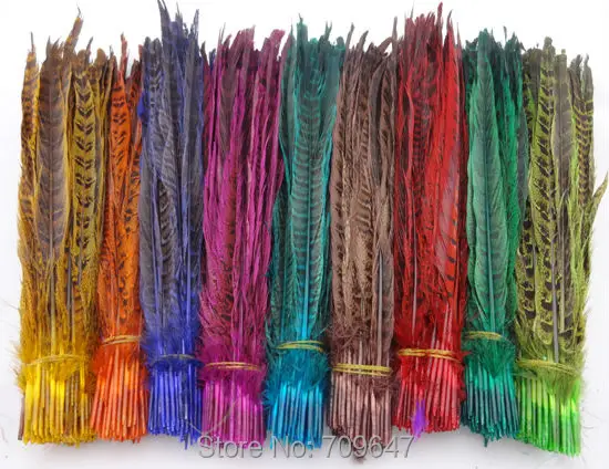 

Wholesale!50Pcs/Lot/Colour,10-12"(25-30cm)Multicolor Hen Ringneck Pheasant Tail Feathers,Plume Decoration,Plumas de colores