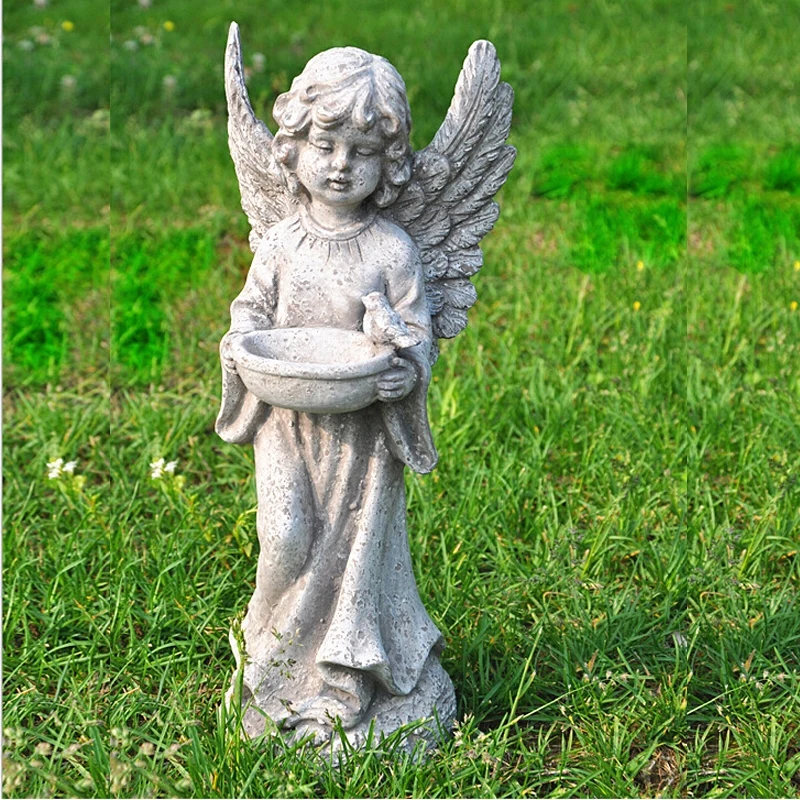 Do The Old Vintage Resin Angel Ornaments Statuette Figures Balcony Garden Gardening Grocery Bird Feeding Tray Courtyard