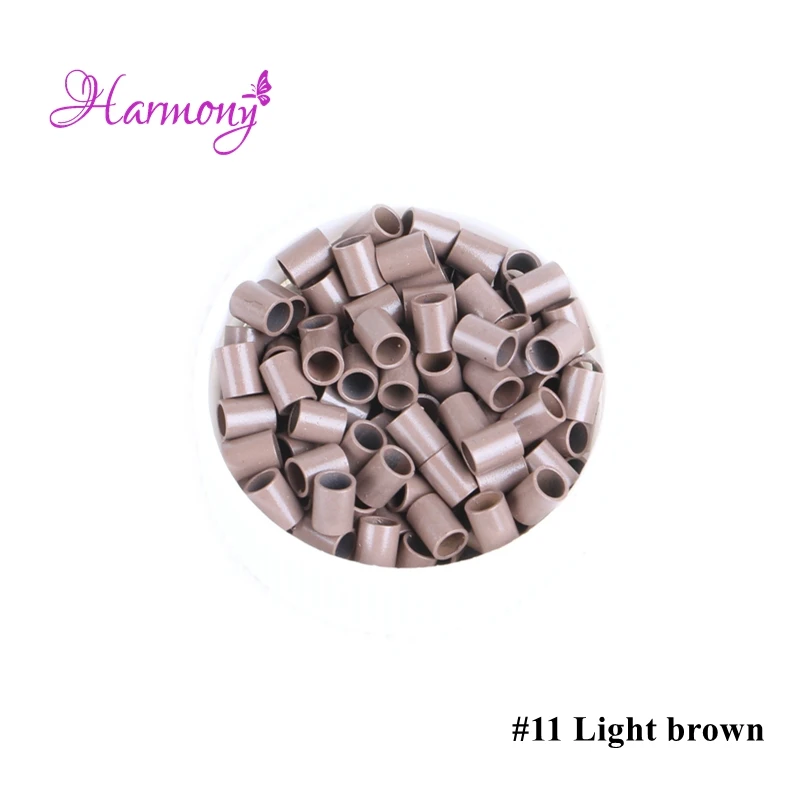 Harmony Plus Hair 1000pcs średni brązowy kolor prosto miedziany mikro pierścień 3.6*2.9*4.5mm pierścienie do przedłużania włosów do włosów w sztyfcie