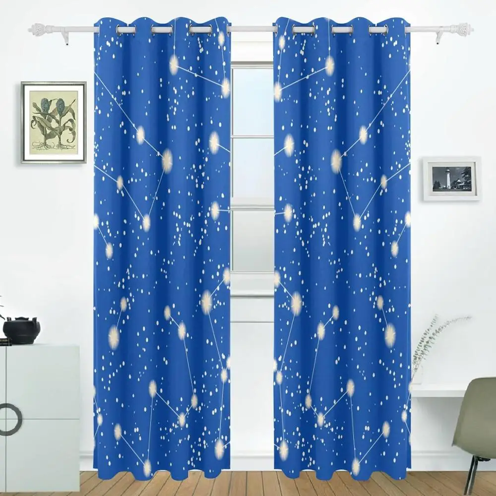 

Seamless Pattern With Stars And Constellations Curtains Drapes Panels Darkening Blackout Grommet Room Divider for Patio Window