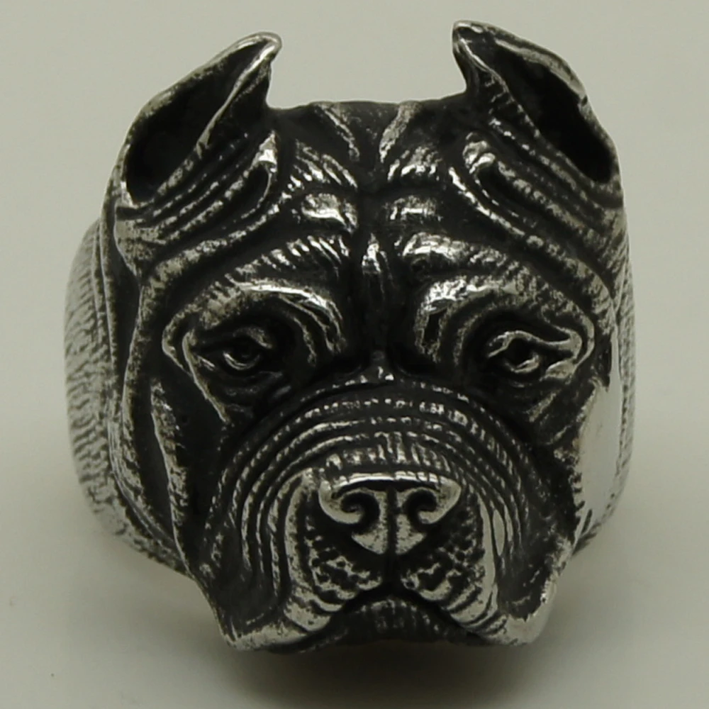 cool men/boy SharPei belldog dog 316L stainless steel ring size 8/18.7g