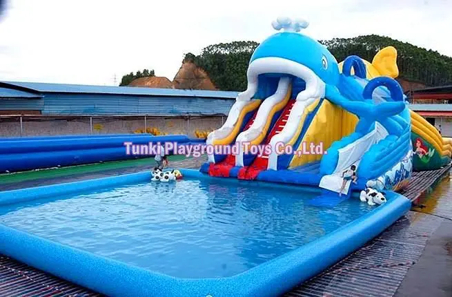 Inflatable Swimming Slide giant inflatable water slide for adult lovely whale slide