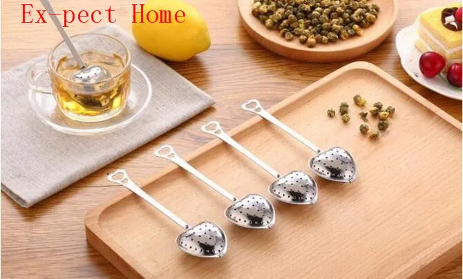 DHL 200 pcs/lotHot sale Love Heart Shape Style Stainless Steel Tea Infuser Teaspoon Strainer Spoon