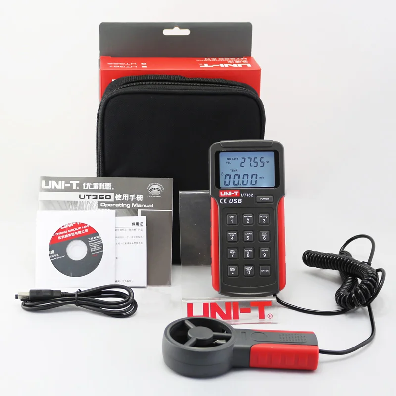 UNI-T UT362 Anemometer Wind Speed Tester Wind Count Measurement Unit Switch LCD Backlight USB Data Transmission Temperature